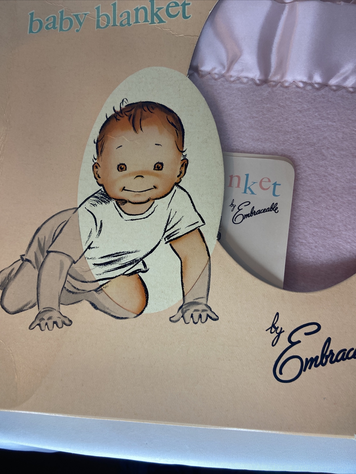 Baby Blanket Embraceable Vintage Pink Baby Crib Blanket Rayon/Nylon/Satin 36x50