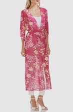 $340 Vince Camuto Women's Pink Floral Print Sheer Maxi Dress Size S
