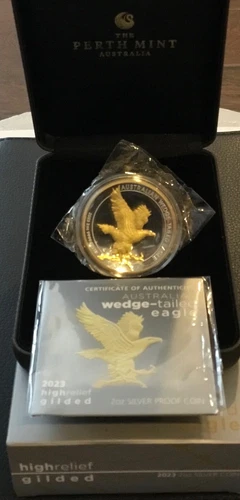 2023 Australia Wedge tailed Eagle 2oz Silver Proof High Relief Gilded Coin !