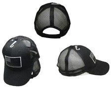 Dark Grey USA American Flag Patch Black Embroidered Baseball Cap Hat 610C