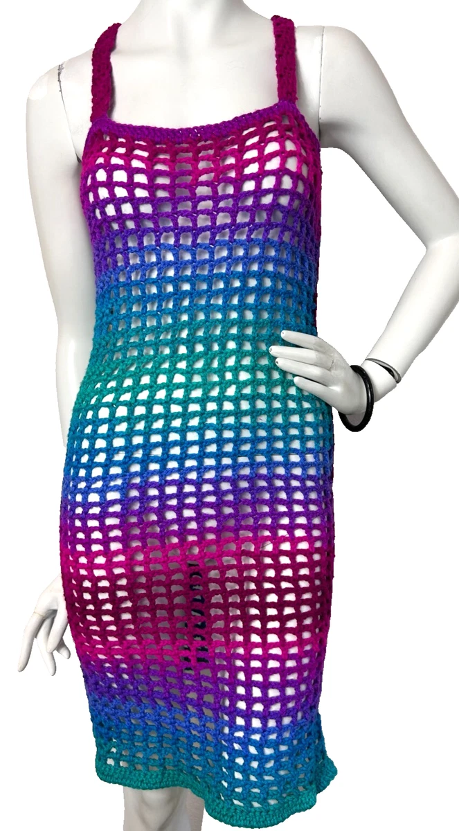 ebay crochet dress Kroshetta by Papillon Women's Crochet Beaded Black Fitted Dress Size Large