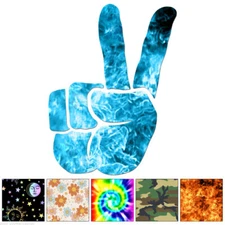 Peace Fingers - Decal Sticker - Multiple Patterns & Sizes - ebn6741