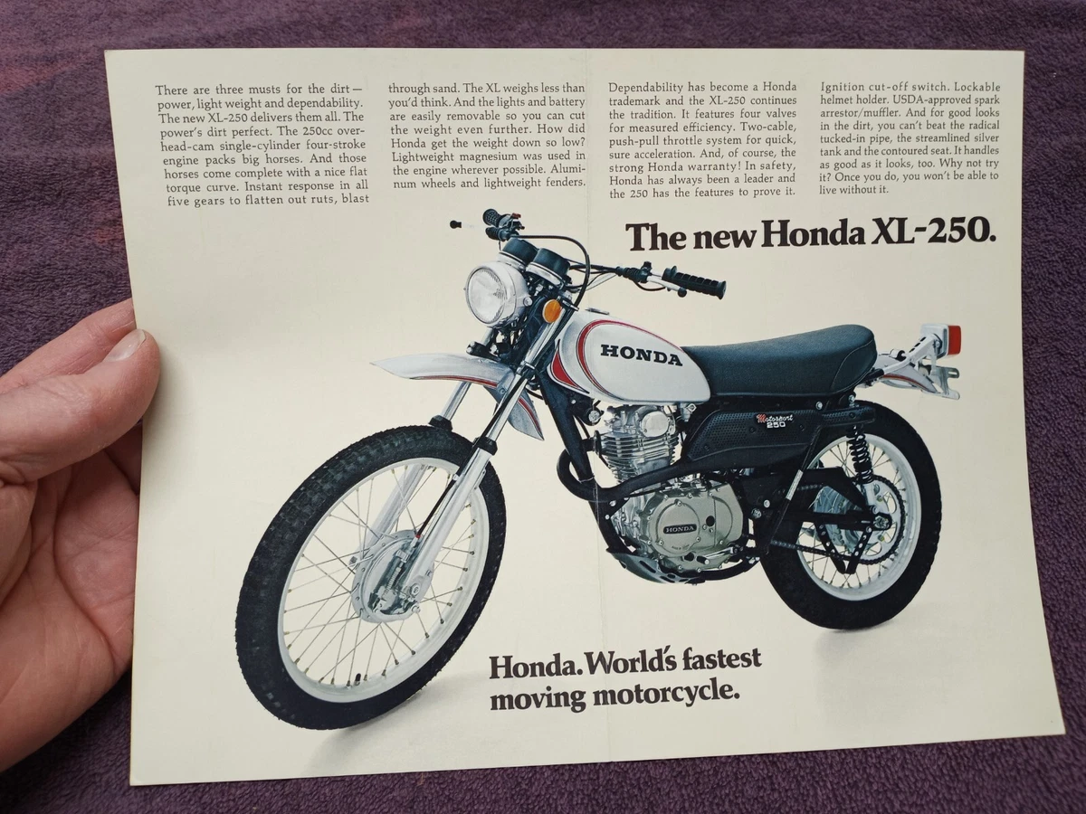 1972 HONDA XL250 MOTORCYCLE SALES BROCHURE AD ORIGINAL MOTOSPORT
