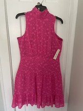Eliza J NWT Barbie Pink Tiered Halter Cocktail /Wedding Guest Dress Size 12