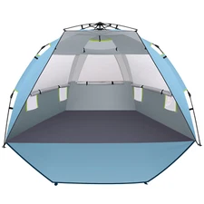 Pop-Up Beach Tent Sun Shelter Portable Canopy for 4–6 People, Easy Setup UV