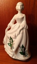 Lady Figurine White with Floral Design in VGC