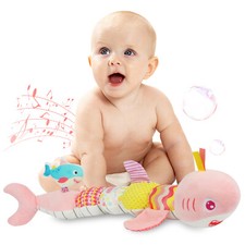 Baby Sensory Toy 0-6 Month Music Animal Stuffed Plush Shark Toy Tummy Time Toys