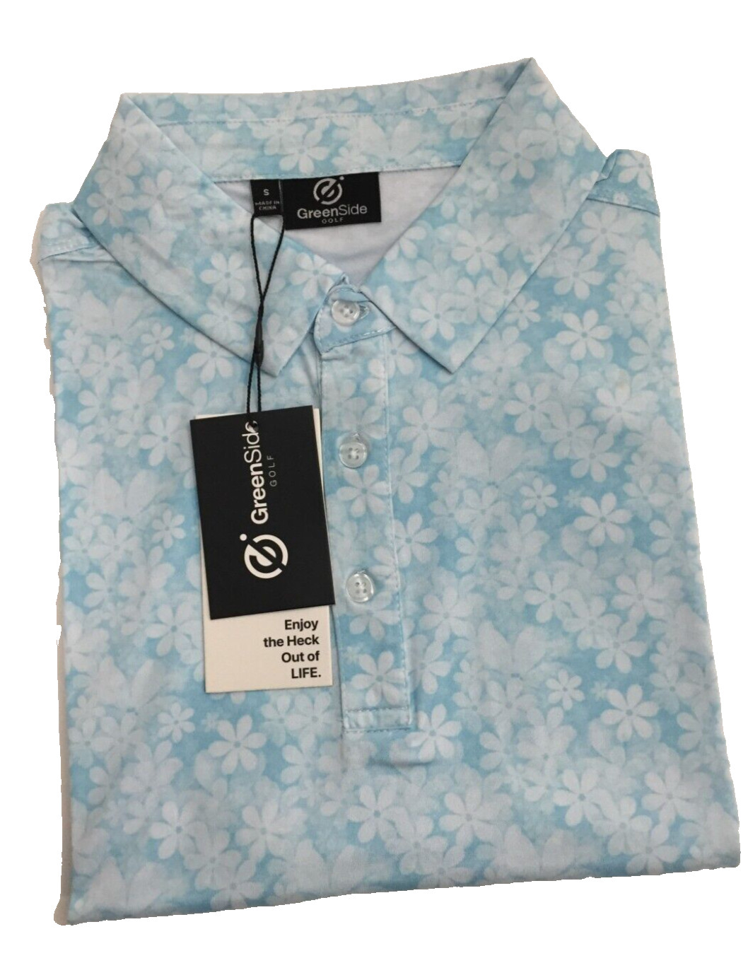 Shirt Men's Blue Polo Short Sleeve Performance Stretch Upf 40
