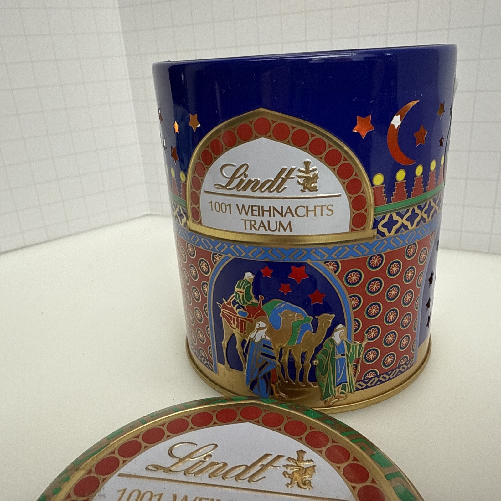 Lindt & Sprungli Chocolate Tin Christmas Wise Men Empty Decor Tea Light