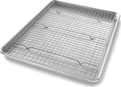 USA Pan Bakeware Half Sheet Baking Pan And Bakeable Nonstick And Cooling Rack