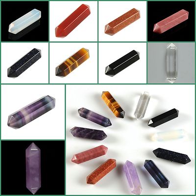 Gemstone Rock Crystal healing double point chakra hexagonal wand stick 32mm 1.3''