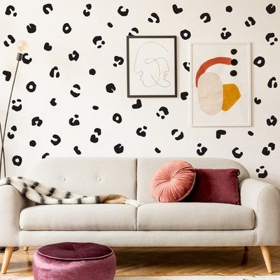 SHYJSHYJ Black Vinyl Jungle Cheetah Spot Wall Decals, Peel and Stick Modern...