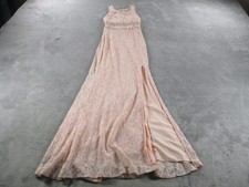 City Studio Dress Womens 1 Blush Lace Beaded Illusion Evening Gown Prom Maxi