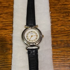 Fossil Women's Quartz Dress Watch White Roman Dial Black Leather Silver Case