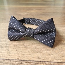 Mens Black Polka Dot Pre-Tied Bow Tie Adjustable Neck 13.75-18 Inch Formal