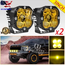 Laser LED Work Light Spot Flood Cube Pods Amber Fog Lamp Offroad Driving UTV 4WD