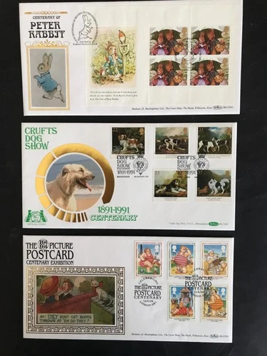 GB 1993/4/1 3 Stamp Benham Peter Rabbit Etc FDC Issues Used.