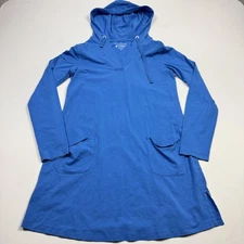 Coolibar Dress Womens Small Blue Hooded UPF 50 Sun Protection Beach Cover