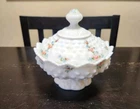 Vtg Fenton Milk Glass Candy Dish Handpainted Signed Alice Farley