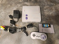 Super Nintendo SNES JR SNS-001 System Console Bundle W/ Super Mario World