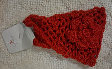 RED CROCHETED HEADBAND WITH CROCHETED FLOWER NWT