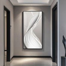 Framed Vertical Abstract Wall Art Silver Gray 30x60