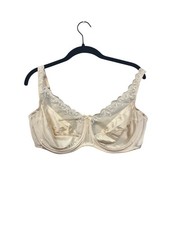 Vintage Vassarette Beige Embroidered Sheer Lace Full Coverage Bra 38D 21A