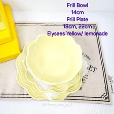 Le Creuset Frill Plate & Frill Bowl Lemonade Yellow Set of 3 New From Japan