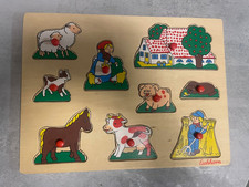 Eichhorn Holz Steckpuzzle Bauernhof Tiere Puzzle 10 Teile Kleinkind Motorik