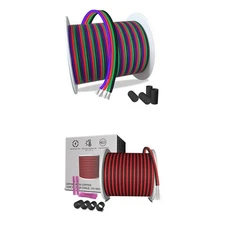 100ft RGB 4PIN and 65.6ft 2PIN 22 Gauge Extension Cable Wire for LED Strip