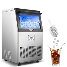 90LBS/24H Commercial Ice Maker Machine, Undercounter or Freestanding Stainles...