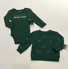 Okie Dokie Baby Boy Christmas Shirts 6 Months Sweatshirt Bodysuit Nice List New