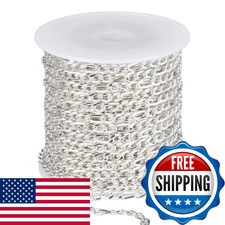 Silver Figaro Chain Roll 3.5mm Silver Plated Stainless Steel Jewelry Chain Bulk