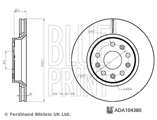2X Blue Print Bremsscheibe ADA104380 FüR Jeep-image