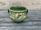 Vintage Roseville Green Baneda Pottery Double - Handled Vase