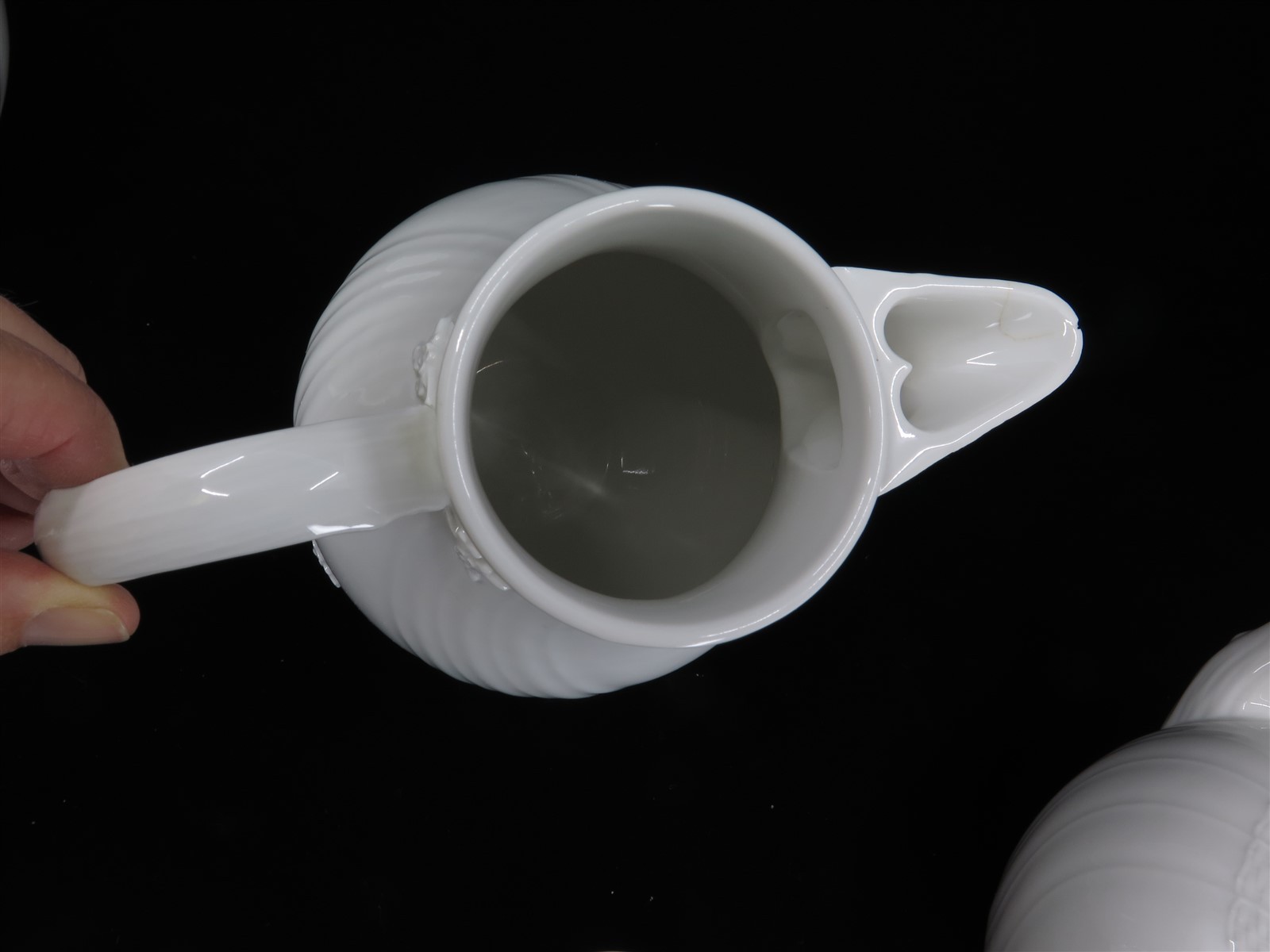 KPM Neuosier White Porcelain Basketweave China: Pitcher, Coffee Pot, & Tea Pot