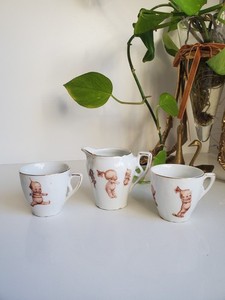 Vintage Kewpie Bavaria Tea Cups And Creamer Set
