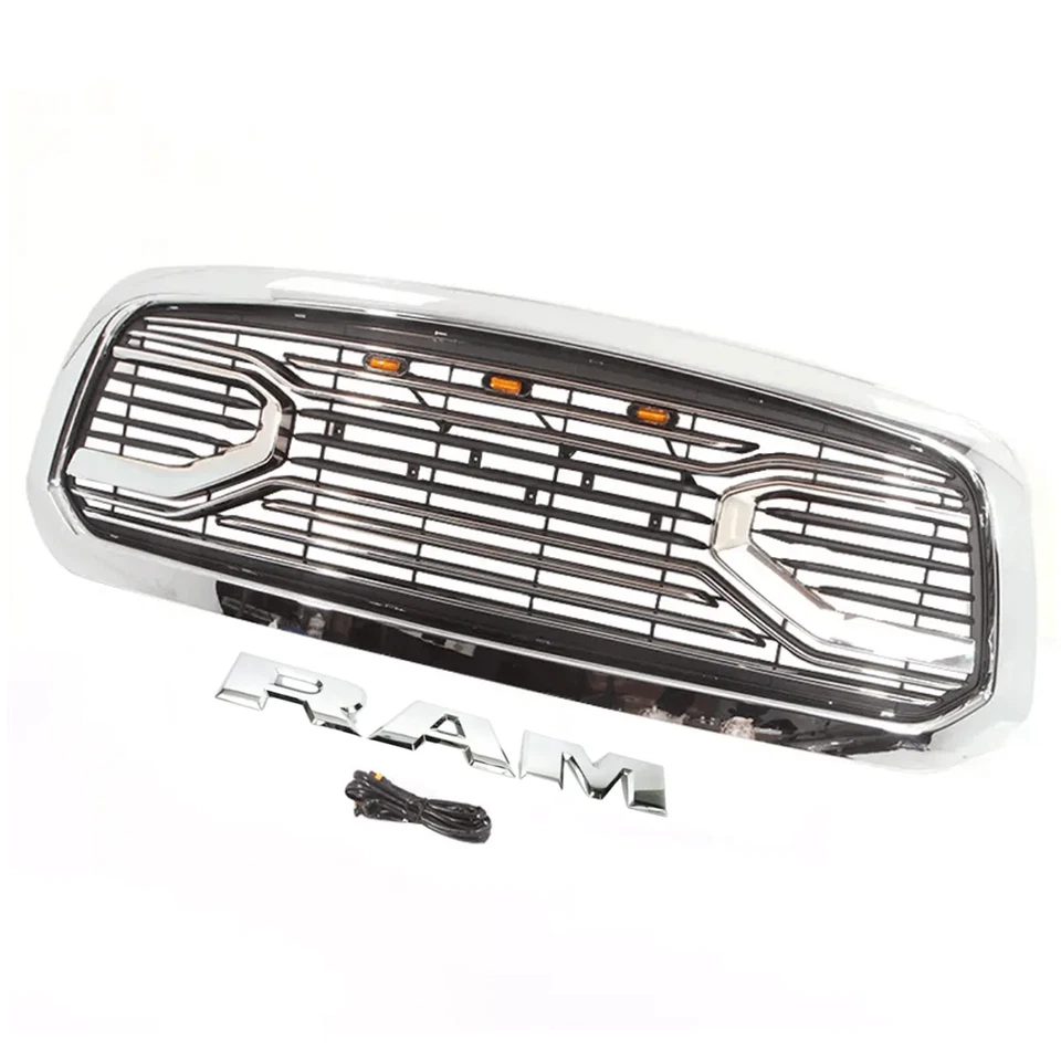 Front Chrome Grille For 2002 2003 2004 2005 Ram 1500 with LED Lights Foto 3 de 4