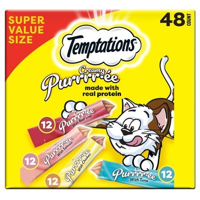 Temptations Creamy Puree with Beef Liver, Salmon, Chicken, And Tuna Variety Pack