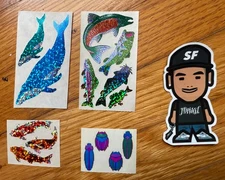 VTG 1992 MRS GROSSMAN HAMBLY STICKER PRISMATIC FOIL WHALE FISH KOI INSECT BUGS