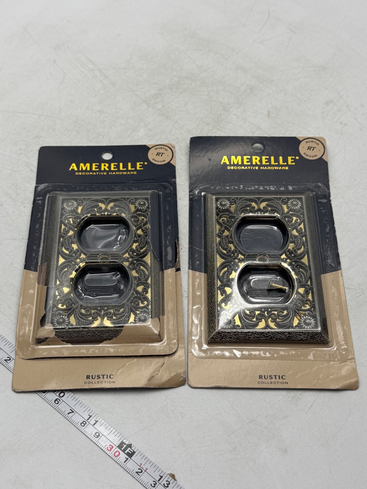 Outlet Cover Duplex Antique Brass Rustic 2 Pack