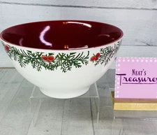 Lane WINTER WONDER Holiday Cottage Collection Red Ceramic Large Serving Bowl