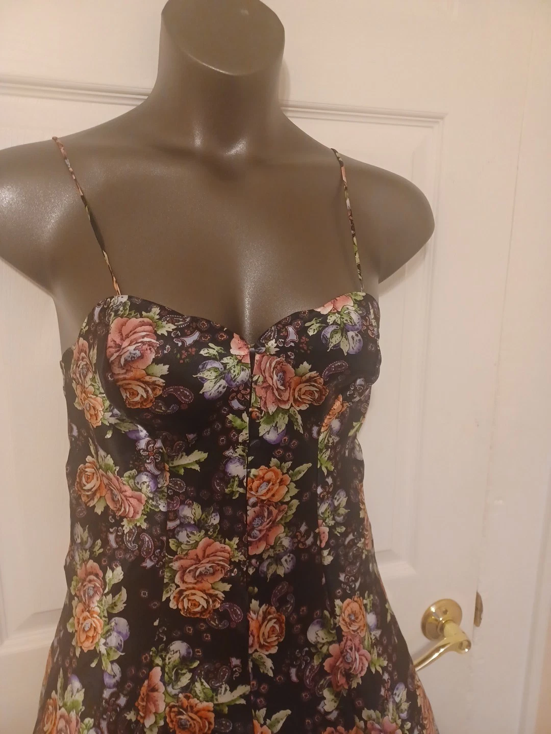 UNDERCOVER Camicia da notte Victorias Secret vintage anni 90 floreale slip dress piccola nera con bottoni