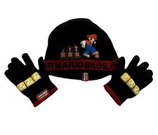 NINTENDO SUPER MARIO BROS Beanie Hat Gloves Set Kids 2009