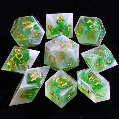 9 Polyhedral Set DnD Dice Aurora Borealis Forest for Dungeons Dragons RPG