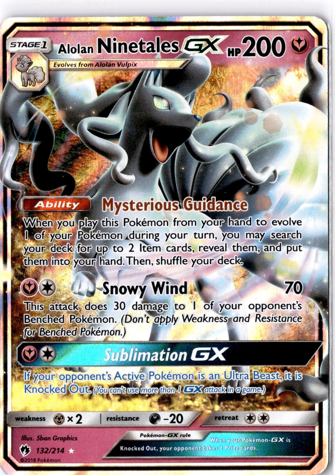 Alolan Ninetales GX 132/214 Ultra Rare SM - Lost Thunder NM