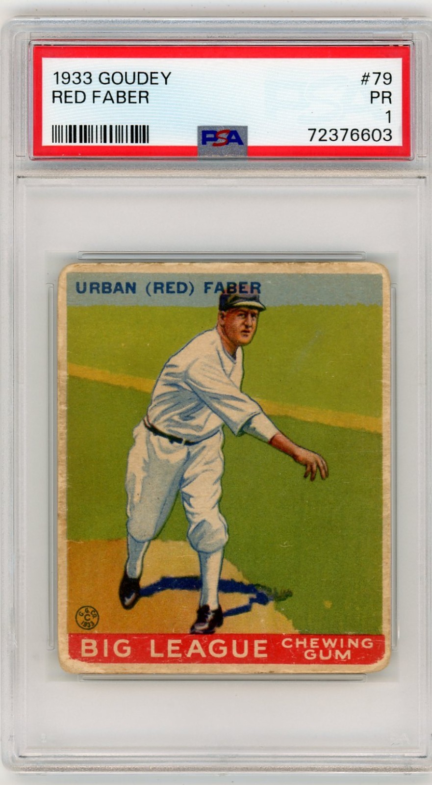 1933 GOUDEY #79 RED FABER ROOKIE RC PSA 1