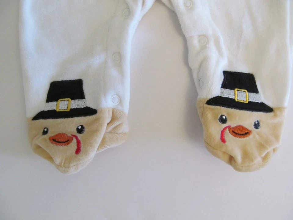 Traje de pavo primer acción de gracias para bebé niño 3 meses Mono con patas de terciopelo suave Foto 3 de 4