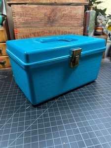 Vintage Blue Sewing Box Wilson MFG Sunbury PA USA Plastic Sewing Container Tray