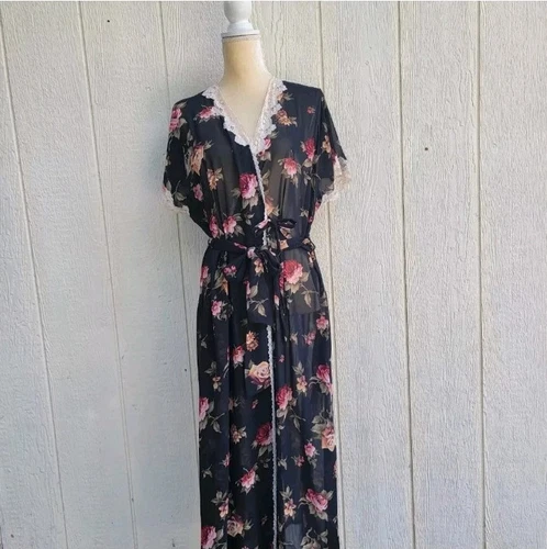 Accappatoio Christian Dior vintage taglia M dettaglio pizzo floreale manica corta